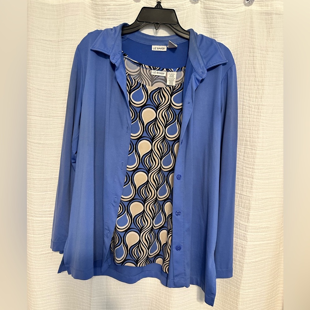 2-piece Liz Baker Women's Royal Blue Button-Down Shirt